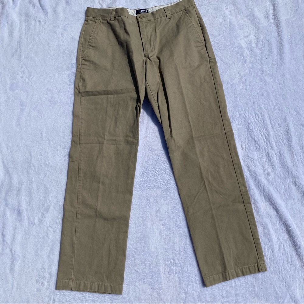 beige flat front pants